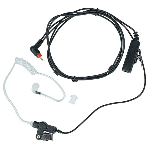 vhbw Headset kompatibel mit Motorola SL7550, SL1K, SL4010, SL1600, SL4000, SL7500, SL1M Funkgerät - schwarz, Transparenter Akustikschlauch