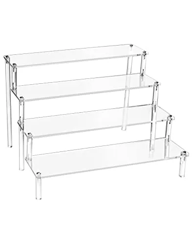 QWORK® 4-Stufig Acryl Display Ständer aus 4 mm Starker Acrylplatte - 30x25x20cm - Transparente Acryl Display Riser Regal für Figuren, Schmuck, Cupcake, Lippenstift, Nagellack, Gewürz