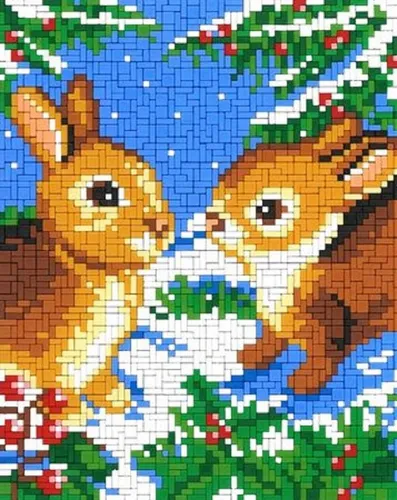 Stick it Steckpuzzle Zwei Häschnen im Wald, 3300 Puzzleteile, Bildgröße: 26 x 33 cm