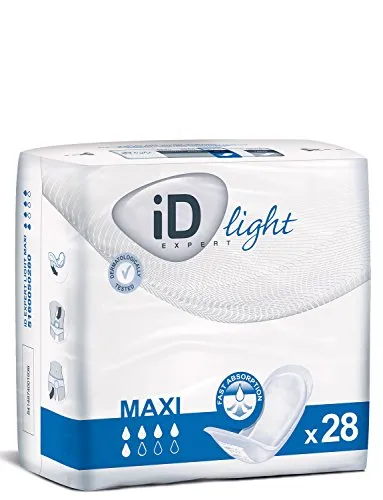 iD Expert Light Maxi blau - Einlage mit Klebestreifen - Inkontinenzeinlagen mit Superabsorber, sorgen für höchsten Komfort und Sicherheit, 28 Stück für langanhaltenden Schutz.