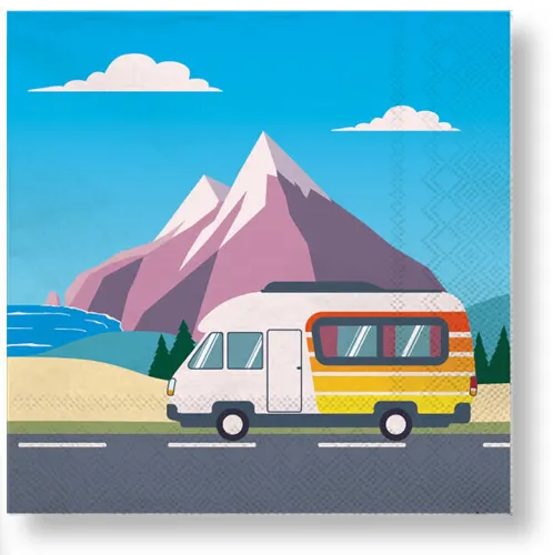 Servietten CAMPING 3-lagig Deko Geburtstag Party Urlaub Wohnmobil Camper 20