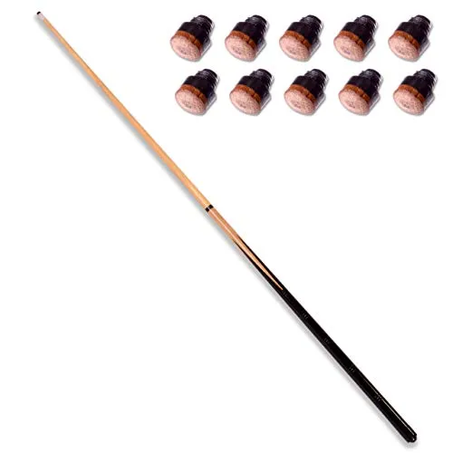 Nexos Trading Billard Snooker Pool-Queue aus Holz 2 teilig ca. 146,5 cm (57 Zoll) mit Schraubleder Cue-TIPP Ø 12 mm inkl. 10 Ersatzspitzen
