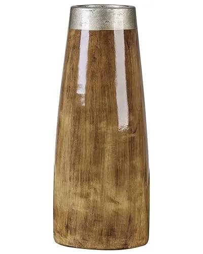 Moderne Terrakotte Vase Cyrene 50 cm in braun von Beliani