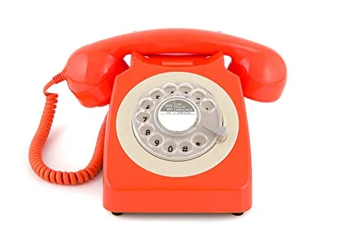 GPO 746ROTARYORA Retro Telefon - Festnetztelefon im 70er Jahre Design, mit Wählscheibe und traditionellen Klingeltönen, ideal für Nostalgie-Liebhaber und Vintage-Enthusiasten.