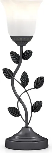 COSTWAY Vintage Blume Tischlampe mit Tulpen-Glas - Elegante Nachttischlampe mit filigranem Tulpen-Glas und stabilen Metallblättern. Ideal für stimmungsvolle Beleuchtung im Schlafzimmer oder Büro. Kompatibel mit E27-Glühbirnen für individuelle Lichtgestaltung.