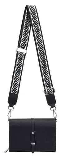 ITALYSHOP24 Schultertasche Damen CROSS OVER BODY Brusttasche Umhängetasche Clutch mit Geldbörse (kleine Gürtel-Tasche, 3 getrennte Fächer, breites Gurt, Kartenetui), Bodybag Geldtasche Muster Taschengurt, Handyfach, Leder Optik, leicht