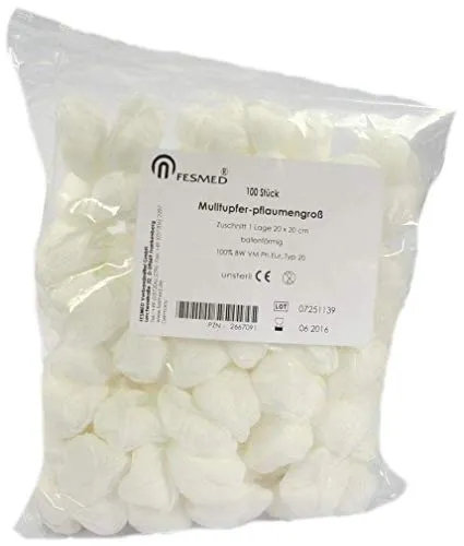 MULLTUPFER 20x20 cm pflaumengroß unsteril 100 St