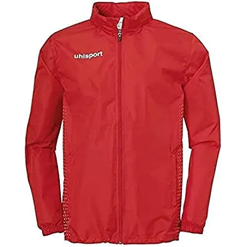 Uhlsport Herren Score Regenjacke, rot/Weiß, x_l - Sportjacke mit wasserabweisendem T-Meshfutter für hohe Atmungsaktivität, ideal für aktive Sportler, ausgestattet mit Stehkragen und versteckbarer Kapuze.