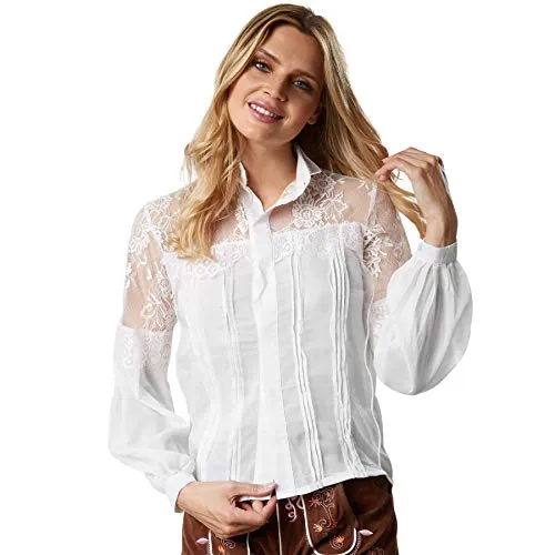 dressforfun Dirndl Bluse Damen - Trachtenbluse aus Tüll und Spitze, luftige Optik mit femininen Akzenten, ideal für festliche Anlässe und vielseitig kombinierbar.