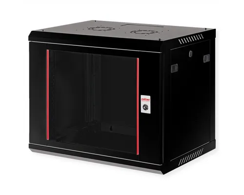 ROLINE 19-Zoll Wandgehäuse Basic Plus 9HE - Robustes Servergehäuse mit 450 mm Tiefe, abschließbarer Fronttür aus gehärtetem Glas und flexibler Kabelzuführung. Ideal für professionelle Netzwerkverkabelung.
