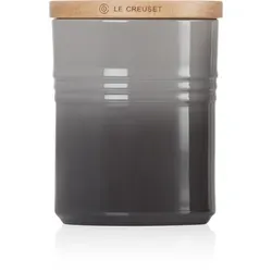 Le Creuset Mittelgroße Vorratsdose mit Holz-Deckel - Frischhaltedose aus robustem Steinzeug, ideal für trockene Zutaten. Luftdichter Verschluss sorgt für Frische, stapelbar und spülmaschinengeeignet. Ein stilvolles Accessoire für jede Küche!