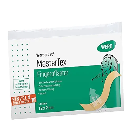 Weroplast® MasterTex Fingerpflaster – 10 Stk, 12 x 2 cm - Elastische Textilpflaster, sehr anpassungsfähig, luftdurchlässig & robust - Einzeln eingesiegelt