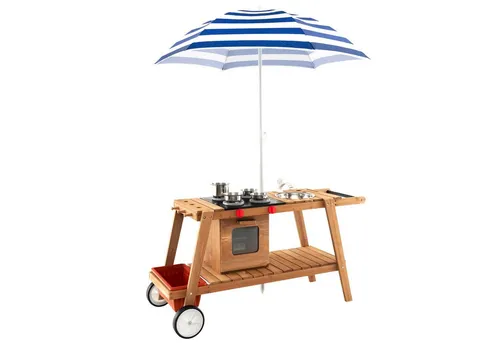 KOMFOTTEU Outdoor-Spielküche, mit Sonnenschirm, für Kinder ab 3 Jahren