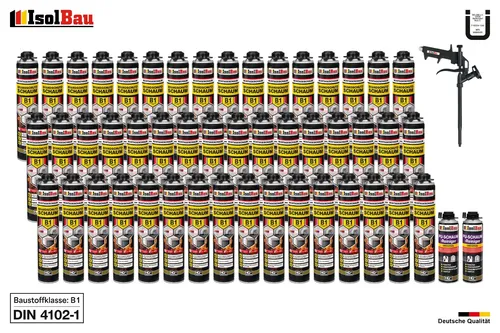 Brandschutzschaum B1 Bauschaum 48x750ml 2x Reiniger Montageschaum Schaum Pistole