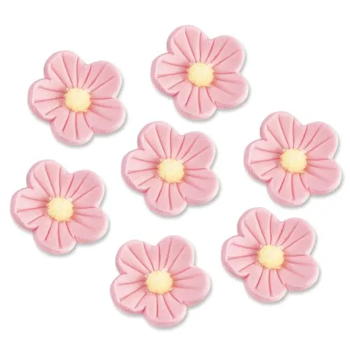Günthart 24 Stück rosa Zuckerblumen | essbare Feinzuckerblumen in Blütenform | Zuckerdekoration