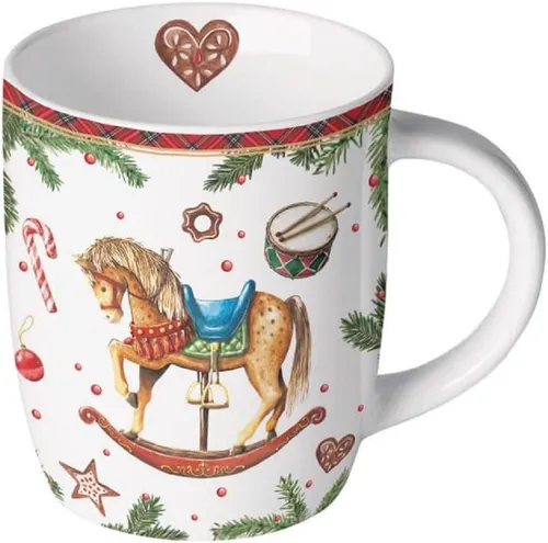 Ambiente Luxury Paper Products Becher Porzellan Tasse, Vogel, Tiere, Frühling, Herbst, Sommer, Winter, 1-tlg., Porzellan Becher 0,2 L Klassisches Schaukelpferd weiß: Anlässe Weihnachten Jahreszeit Winter, Kollektion, Kindertasse, Kinderbecher, Geschenke