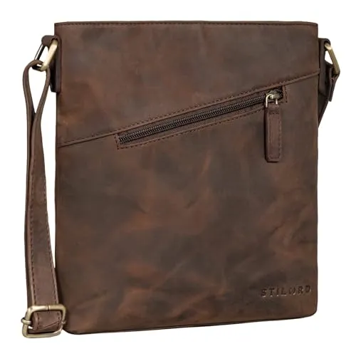 STILORD Stella Vintage Handtasche Damen Leder klein zum Umhängen Schultertasche für Freizeit Shopping Abend Tablettasche Echtleder Farbe:Zamora - braun