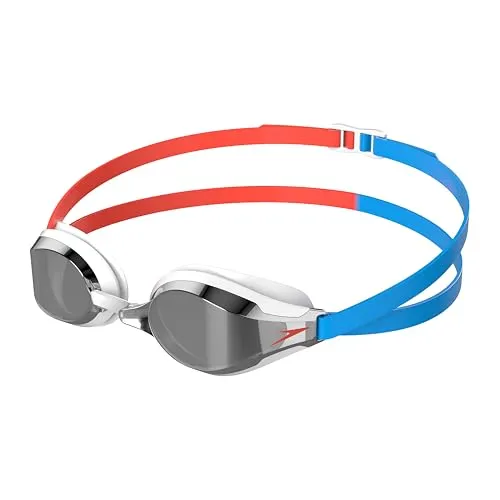Speedo Unisex Erwachsene Fastskin Speedsocket 2 Schwimmbrille | Wettkampfbrille | Anti-Beschlag | Wasserdicht Schwimmbrille, Siren Red/Picton Blue/Smoke, Einheitsgröße
