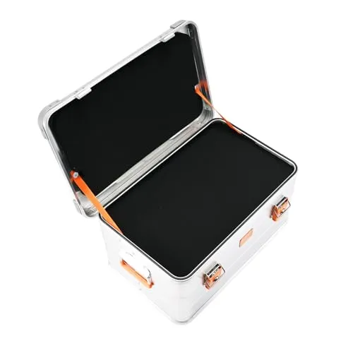 Alubox Alukiste abschließbar ES47 - 47L Premium Aluminium Lagerbox - Werkzeugtruhen mit 47L Volumen, robustem Aluminium und Gummidichtung für optimalen Schutz vor Staub und Spritzwasser. Ideal für empfindliche Geräte und vielseitig einsetzbar.