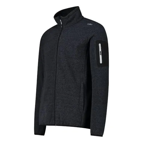 CMP MAN Jacket antracite-nero (35US) 54 - Funktionsjacke für Herren, aus warmem Knit-Tech-Fleece mit stylischem Rautenmuster, ideal für Outdoor-Aktivitäten und täglichen Gebrauch.