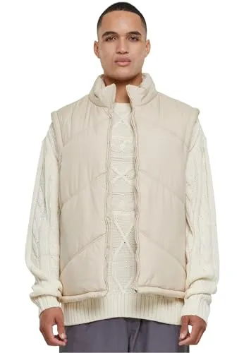 Urban Classics Herren TB6334-Arrow Puffer Vest, wetsand, L - Herren-Westen mit Seitentaschen und Innentasche, elastische Ärmelbündchen und Kordelzug im Saum für eine individuelle Passform.