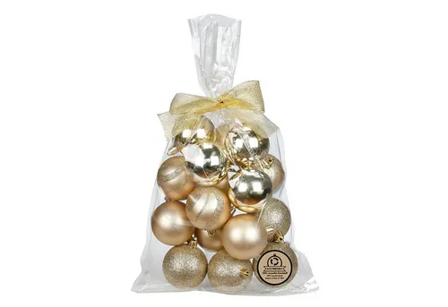 MAGIC by Inge Weihnachtsbaumkugel, Weihnachtskugeln Kunststoff 6cm mit Glitzer 16er Set - Creamy Gold