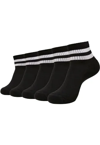 Urban Classics Unisex Socken Sporty Half Cuff Logo Socks 5-Pack black 35-38