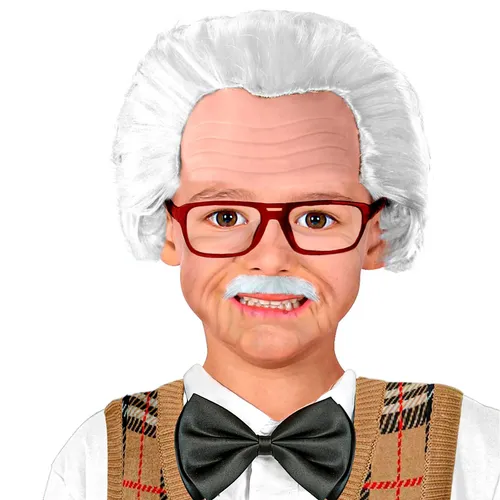 Opa Perücke Glatze Bart und Brille Kinderperücke Professor Einstein Großvater