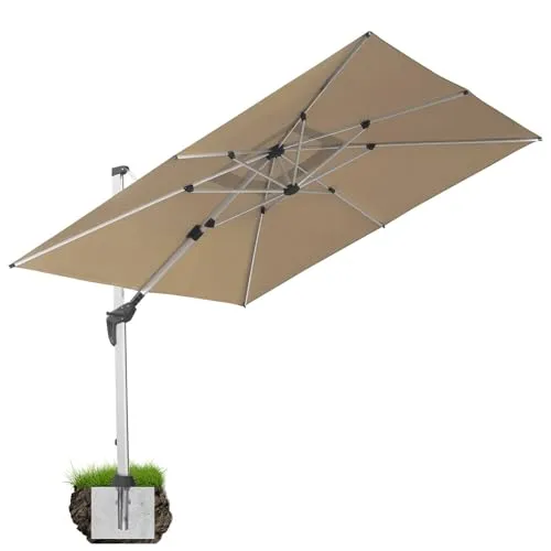 anndora Aluminium Ampelschirm 300 x 300 cm mit Kurbelsystem - Sonnenschirm mit 3x3m Fläche, drehbar, neigbar und schwenkbar für optimalen Schatten bei jedem Sonnenstand. Witterungsbeständig und UV-Schutz bis 97,5%.