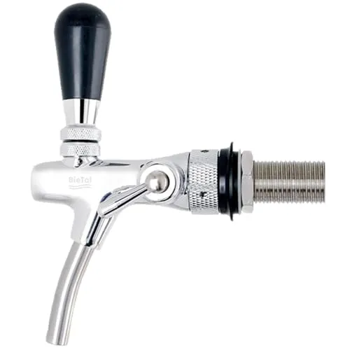 BieTal® Kompensatorhahn Schankhahn - verchromt 55mm - Mini-Zapfanlagen mit verstellbarem Bierzapfhahn und Schaumtaste für perfekten Druckausgleich und weniger Schaum. Ideal für Gastronomie und Zuhause!