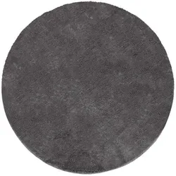 Paco Home Kurzflorteppich Anthrazit, Rund 200x200 cm - Teppiche & Böden, strapazierfähiger Kurzflorteppich aus 100% Polyester, pflegeleicht und für Fußbodenheizung geeignet, zaubert kuscheligen Komfort in jedes Zimmer.