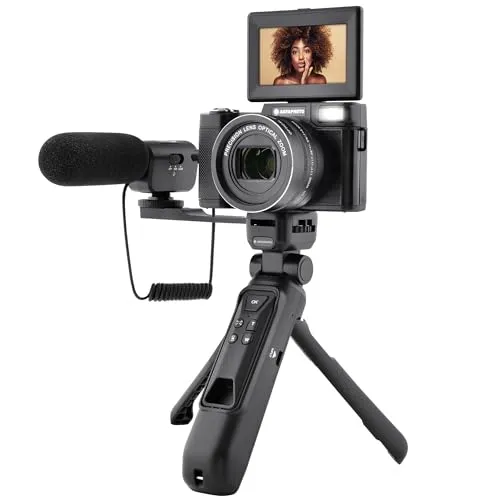 AgfaPhoto Realishot VLG-4K - 24MPx 4K Vlogging Kamera-Set - Digitalkamera mit 4K-Filmaufnahmen, Autofokus und Bildstabilisierung – perfekt für Vlogger und kreative Inhalte.