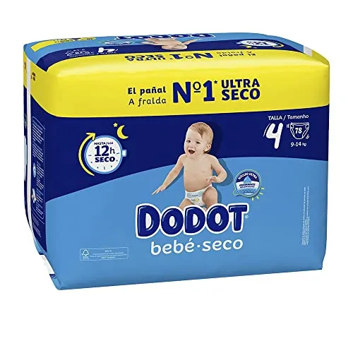 Dodot Baby Windeln, Größe 4, 9 kg - 14 kg, hält bis zu 12 Stunden trocken