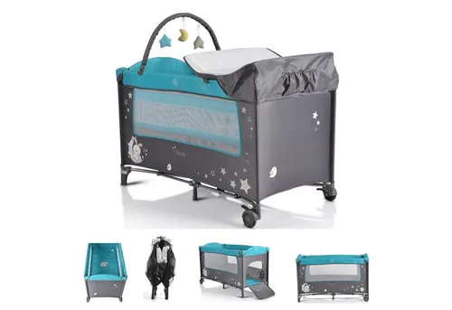 Moni Baby-Reisebett Reisebett Sleepy Rollen, Wickelauflage, Matratze, Spielbogen, Seiteneingang