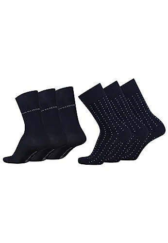 TOM TAILOR Socken Herren 39-42 in dark navy - Basic dot Baumwollsocken für Alltag und Freizeit - 6 Paar Herren-Socken