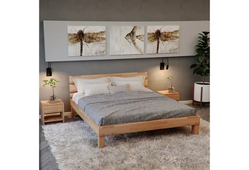 Krok Wood Massivholzbett Valetta in Buche (120 x 200 cm) in weiß von Krok Wood