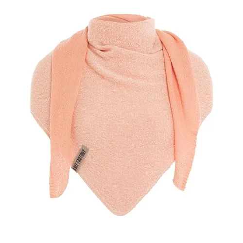 KNIT FACTORY - Ella Dreieckstuch - Dreieckstuch Damen - Fein Gestrickter Damen Schal - Halstücher für Damen - Für Frühling und Sommer - Baumwollmix - 180x70 cm - Ecru/Apricot