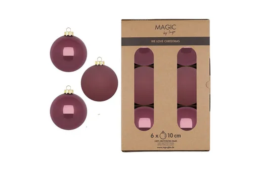 MAGIC by Inge Weihnachtsbaumkugel Dusty Rose, 10 cm, 6 Stück - Elegante Christbaumkugeln aus Glas in altrosa, ideal für stilvolle Weihnachtsdekoration. Set mit 6 Kugeln in nachhaltiger Box, perfekt für moderne und klassische Wohnstile.