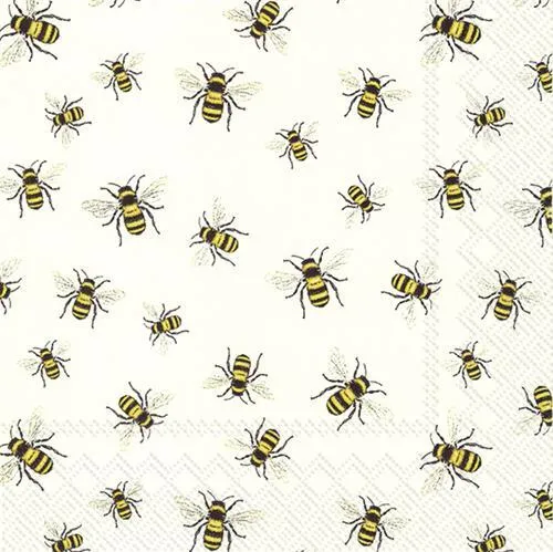 Servietten Lovely Bees white Bienen Tiere Honig Garten Natur weiß Deko 33x33c 20