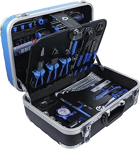 BGS Universal-Werkzeugkoffer 15505, 106-tlg. - Steckschlüsseleinsatz Sets, umfassende 106-teilige Werkzeug-Grundausstattung für Mechaniker und Heimwerker, im robusten Hartschalenkoffer für optimalen Schutz und einfache Transportfähigkeit.