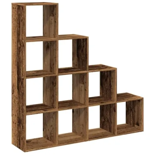 vidaXL Raumteiler Bücherregal 4 Stufen - Paravants & Raumteiler – Vielseitiges Standregal mit 10 Fächern, ideal für Ordnung und stilvolle Raumgestaltung in Wohnzimmer, Büro und Schlafzimmer.