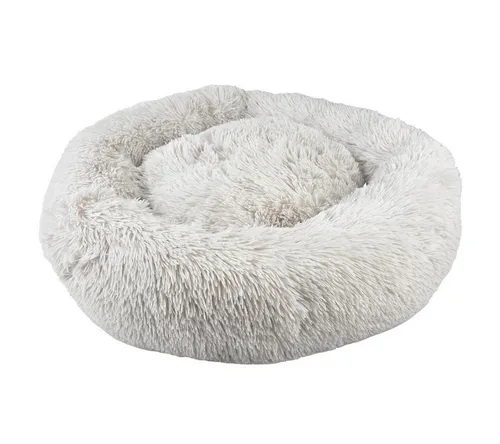 Duvo+ Bett Cozy Donut Hund Grau M 50x50x16 cm - Komfortables Kissen für Hunde - Waschmaschinenfestes Hundebett in Grau aus weichem Plüsch für höchsten Komfort. Ideal für ein gemütliches Zuhause Ihres Hundes.