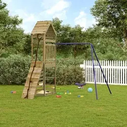 vidaXL Spielturm aus kesseldruckimprägniertem Kiefernholz - Entdecke den perfekten Spielplatz für deine Kinder! Dieser Spielturm bietet zahlreiche Spielmöglichkeiten und sorgt mit seinem stabilen Holzrahmen für Sicherheit und langen Spielspaß im eigenen Garten.