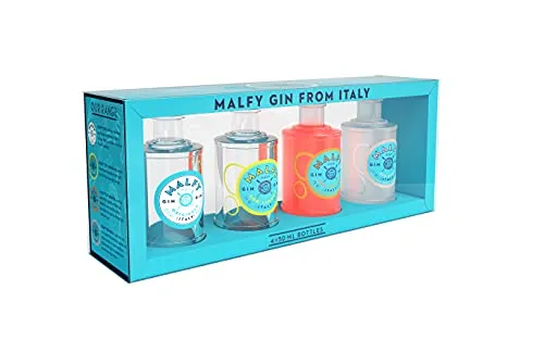 Malfy Gin Miniaturset - 4x50ml 41Vol%, 1x Limone, Originale, Arancia, Rosa - Gin Probesteck [Enthält Sulfite]