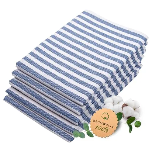ZOLLNER 5er Set Geschirrtücher Baumwolle in 50x70 cm in blau von Zollner