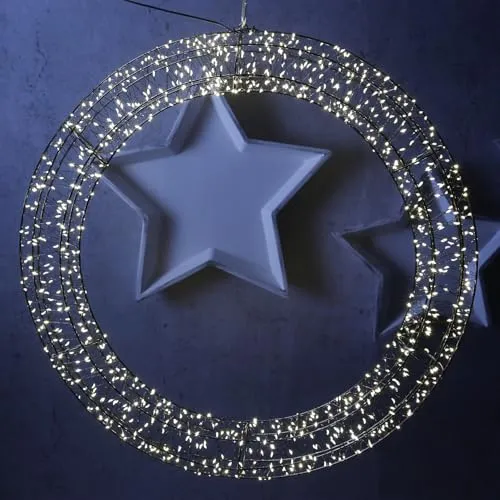 LED Lichtkranz 40cm – Weihnachtskranz mit Timer - Deko-Kategorie: LED Lichtkranz für Innen und Außen mit 1200 warmweißen LEDs und praktischem Timer für stimmungsvolle Beleuchtung.