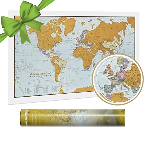 Weltkarte zum Rubbeln Poster - Kratze Orte ab, an die du Reist! - Reisegröße 42 cm (B) x 29,7 cm (H) - Kartografische Details - Maps International - Über 50 Jahre in der Kartenherstellung
