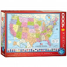 eurographics Puzzle - Karte der Vereinigten Staaten von Amerika - 1000 Teile 300841