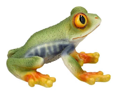 Realistische Gartenfigur - Rotaugenlaubfrosch von HotAnt - Detailgetreue Gartenfigur aus robustem Kunststein, handbemalt und wetterbeständig. Ideal für Teich, Balkon oder als Geschenk für Gartenliebhaber.