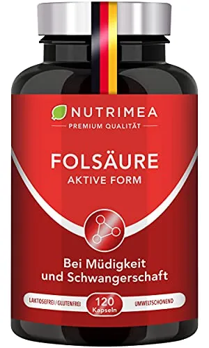 FOLSÄURE⎜Vitamin B9 5-MTHF⎟Schwangerschaft Kinderwunsch⎟unterstützt das Wachstum des Mütterlichen Gewebes⎟Verringert Müdigkeit⎟in Frankreich Hergestellt⎟400 μg Tagesdosis 4 Monatskur